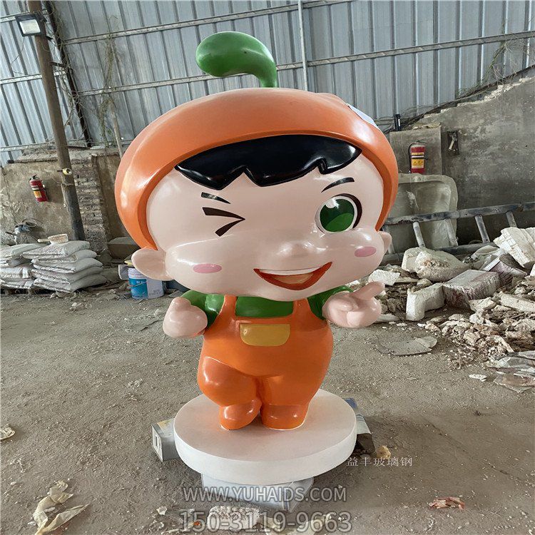 玻璃鋼卡通人物，橘子橙子公仔形象雕塑