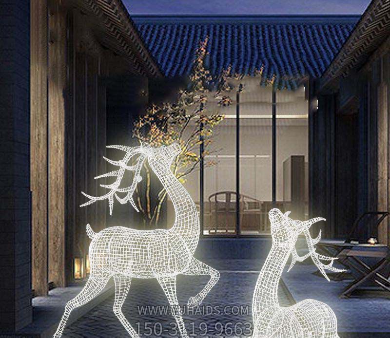 公園不銹鋼創(chuàng  )意照明庭院照明梅花鹿雕塑