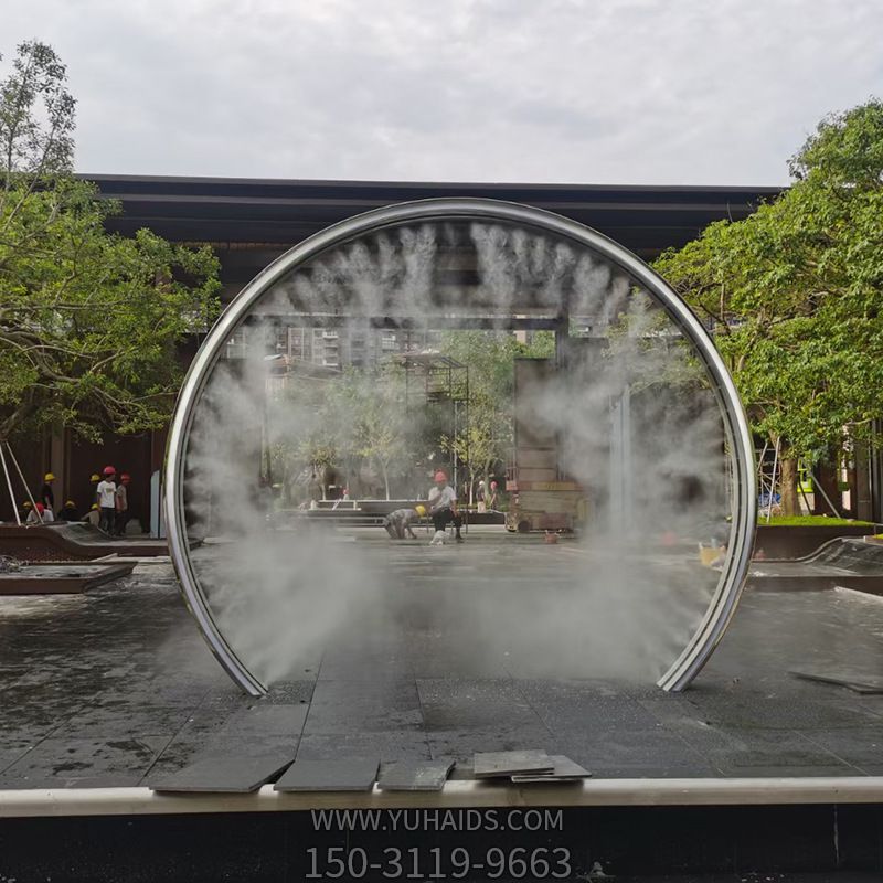 不銹鋼噴霧圓環(huán)，水景裝飾構件雕塑