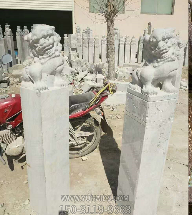 獅子栓馬柱，古建園林拴馬樁雕塑