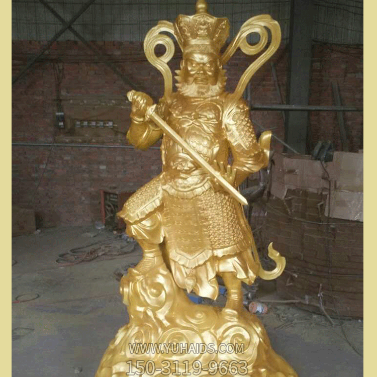 漆金四大天王之增長(cháng)天王雕像雕塑