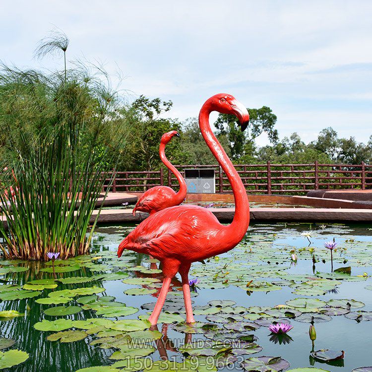 玻璃鋼火烈鳥(niǎo)，仿生火烈鳥(niǎo)雕塑