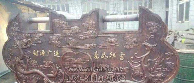 青銅器創(chuàng )意浮雕庭院寺廟景區工藝品同心鎖雕塑