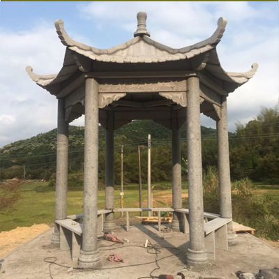 戶(hù)外景區擺放六角仿古涼亭座椅