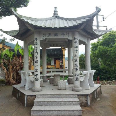 寺廟景區戶(hù)外裝飾六角休息座椅涼亭石雕
