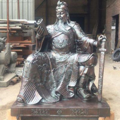 宗教廟宇銅雕大型看書(shū)的關(guān)公關(guān)羽武財神雕塑