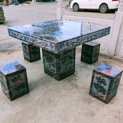大理石石桌凳，正方形桌子凳子