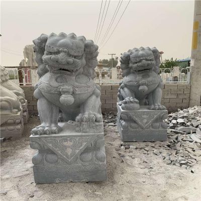 庭院別墅小區門(mén)口一對鎮宅神獸獅子雕塑