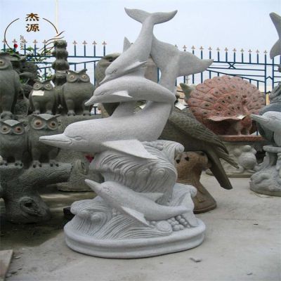 黃銹石雕刻海洋動(dòng)物海豚景區廣場(chǎng)景觀(guān)雕塑擺件 
