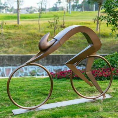 校園廣場(chǎng)景觀(guān)戶(hù)外不銹鋼抽象運動(dòng)主題騎自行車(chē)人物雕塑