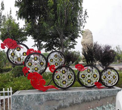 公園大型創(chuàng  )意不銹鋼鏤空價(jià)值觀(guān)雕塑