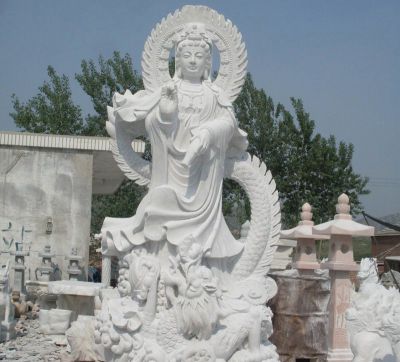 宗教廟宇漢白玉石雕觀(guān)音雕塑