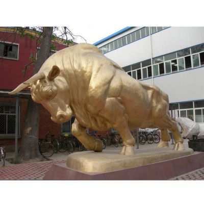 園林戶(hù)外玻璃鋼仿銅農耕牛雕塑