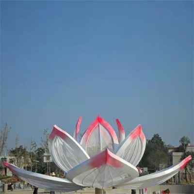 不銹鋼彩繪戶(hù)外園林大型植物景觀(guān)蓮花雕塑
