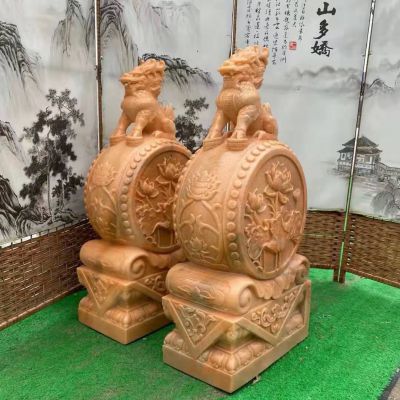 麒麟抱鼓石，晚霞紅荷花門(mén)墩