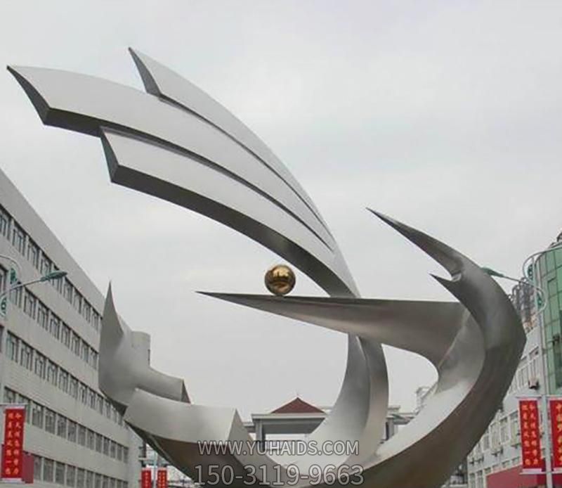 商場(chǎng)街道不銹鋼創(chuàng )意海浪浪花雕塑
