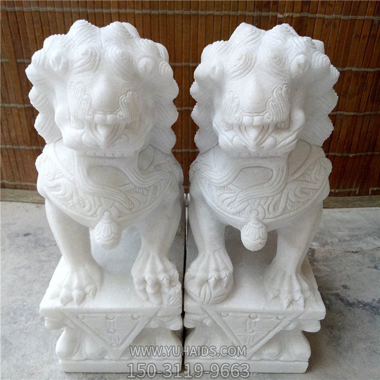漢白玉石雕園林庭院門(mén)口獅子雕塑
