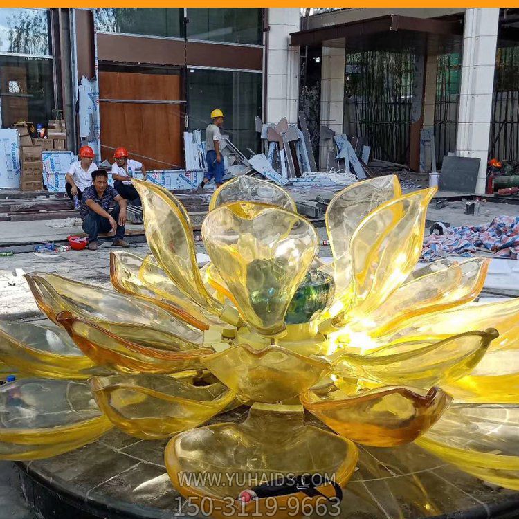 酒店會(huì )所裝飾大型琉璃蓮花噴泉水池景觀(guān)雕塑