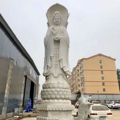 景區戶(hù)外大型石雕漢白玉三面觀(guān)音菩薩雕塑