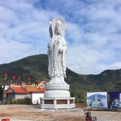 戶(hù)外景區景點(diǎn)大型大理石石雕三面滴水觀(guān)音雕塑