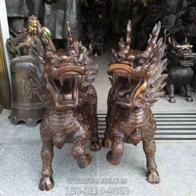 別墅創(chuàng  )意不銹鋼仿銅鎮宅麒麟雕塑