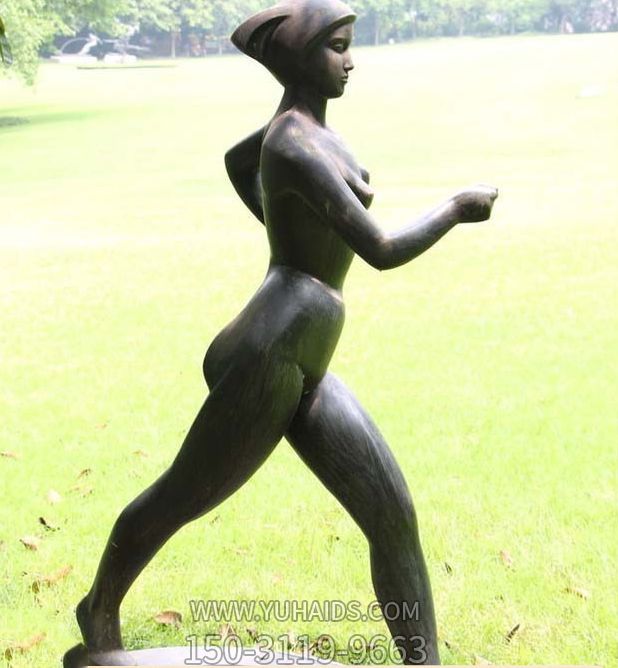 玻璃鋼鑄銅美女子競走體育運動(dòng)主題廣場(chǎng)公園雕塑
