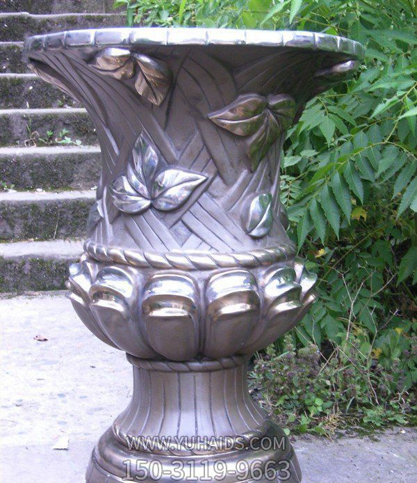 仿銅花盆玻璃鋼景觀(guān)浮雕花盆雕塑