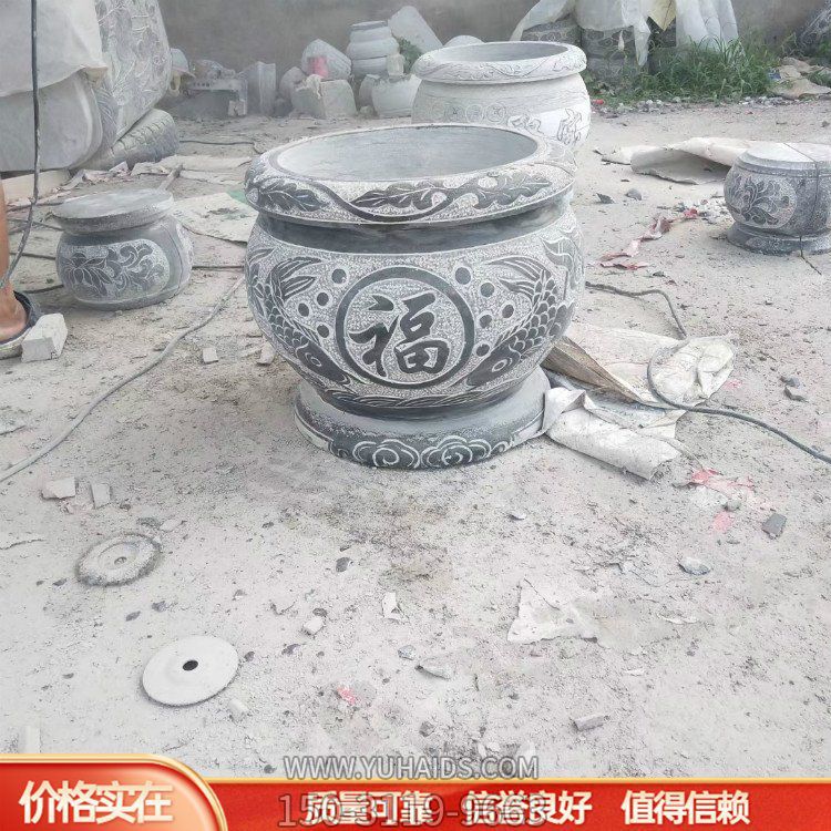 大理石石雕園林景觀(guān)種花養魚(yú)魚(yú)缸雕塑