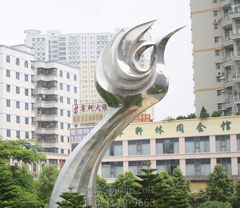 商業(yè)街大型不銹鋼創(chuàng )意海浪浪花雕塑