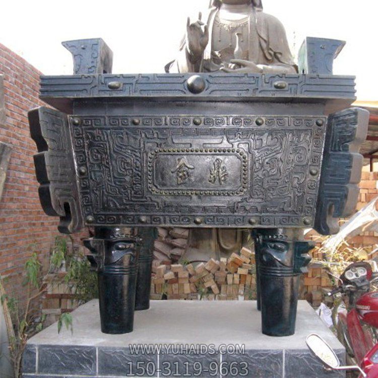 廣場(chǎng)寺廟長(cháng)方形香爐銅鼎佛教用品擺件雕塑