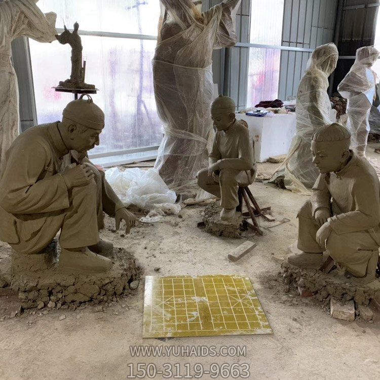 園林廣場(chǎng)不銹鋼仿銅下棋的人物景觀(guān)民俗小品雕塑