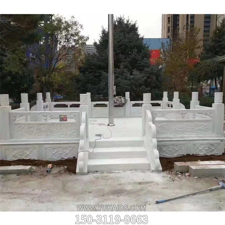校園廣場(chǎng)旗臺大理石石雕護欄雕塑