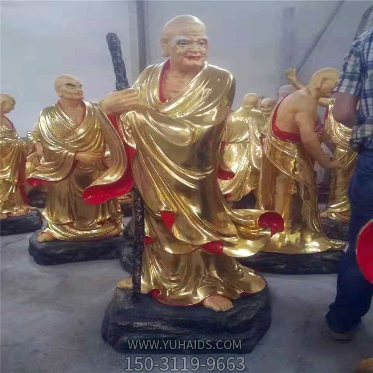 玻璃鋼彩繪戶(hù)外景區寺廟大型景觀(guān)十八羅漢雕塑
