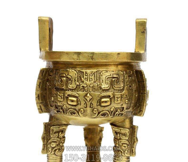 不銹鋼噴金烤漆鎏金創(chuàng  )意寺廟鼎雕塑