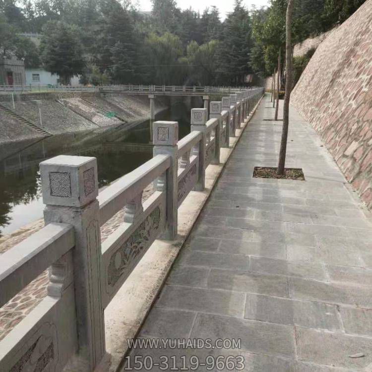 城市河道護欄石欄桿，花崗巖石刻欄桿雕塑