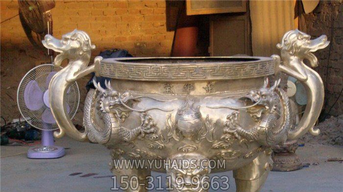 寺廟不銹鋼鎏金創(chuàng )意浮雕鼎雕塑