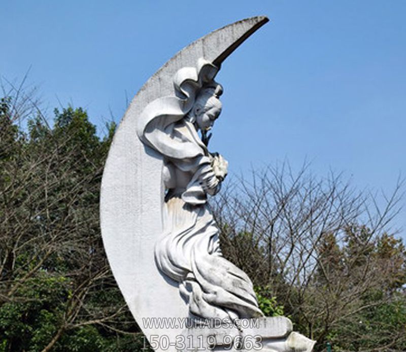 城市廣場(chǎng)大理石嫦娥奔月神話(huà)故事石雕塑
