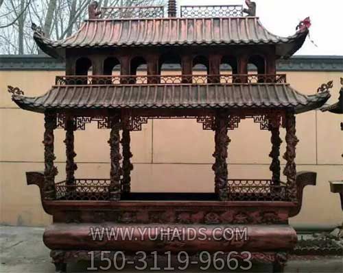 香爐雕塑-景區寺廟兩層長(cháng)形鑄銅上香焚燒香爐