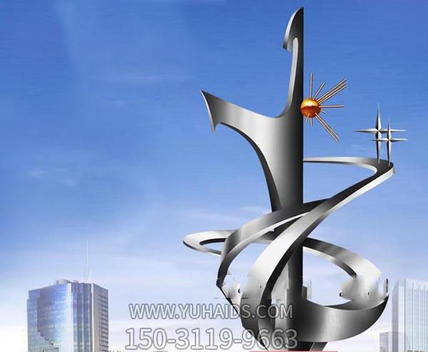 不銹鋼創(chuàng )意城市騰飛雕塑