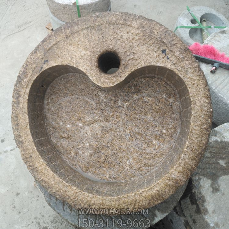 老舊石槽石頭洗手盆石缸水槽庭院陽(yáng)臺流水景觀(guān)擺件雕塑
