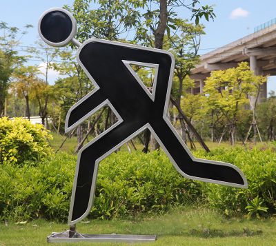 校園戶(hù)外小品剪影自行車(chē)人物公園玻璃鋼園林景觀(guān)跑步雕塑