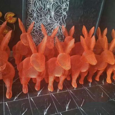 不銹鋼鏤空創(chuàng  )意抽象兔子景觀(guān)