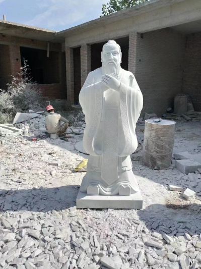 漢白玉孔子，中國古代著(zhù)名教育家思想家孔子石雕像