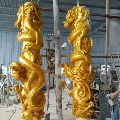 鑄銅噴金漆大型創(chuàng  )意龍柱
