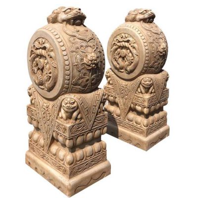 一對家用門(mén)口門(mén)墩抱鼓石雕塑