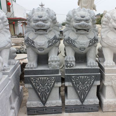 庭院青石一對石雕大型動(dòng)物獅子雕塑