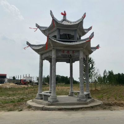 戶(hù)外景區雙層石涼亭 公園景觀(guān)石雕六角涼亭雕塑