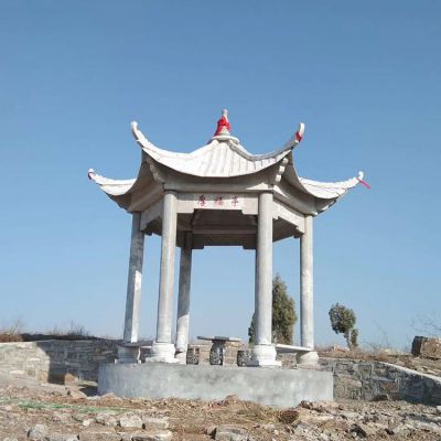 大型景觀(guān)大理石戶(hù)外園林中式六角涼亭雕塑