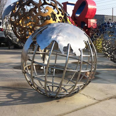 企業(yè)學(xué)校擺放不銹鋼鏤空地球儀城市景觀(guān)雕塑