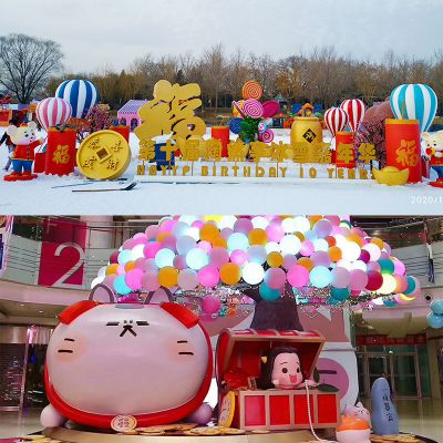 商場(chǎng)室內擺放動(dòng)物卡通人物門(mén)頭模型道具泡雕